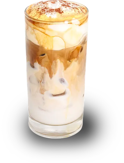 Vietnamese coffee layered over milk with a thick cream top