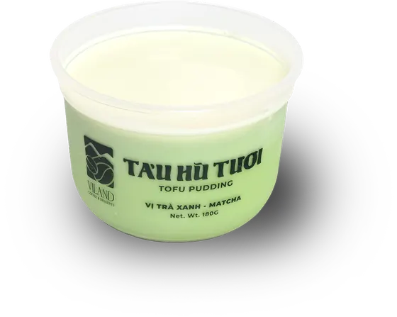 A cup of ViLand tofu pudding with matcha